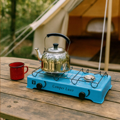 Fogão 2 Bocas Camper Luxo a Gás Baixa Pressão