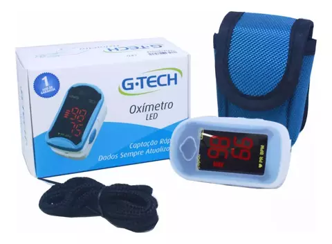 Oxímetro Digital G-Tech Led Branco/Azul Para Dedo Captação Rápida