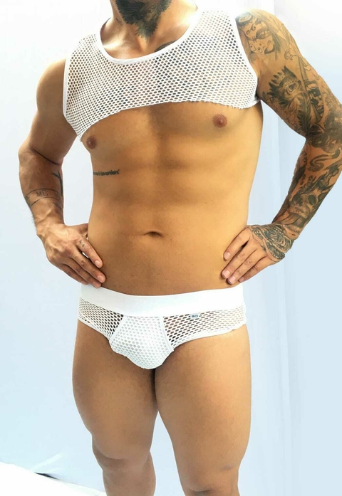 CONJUNTO CUECA CROPPED ARRASTAO BRANCO - comprar online