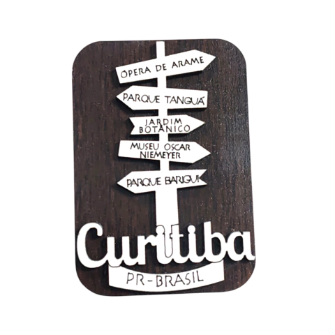 Imã de Madeira Placa dos Pontos Turísticos - Curitiba (PR) - loja online