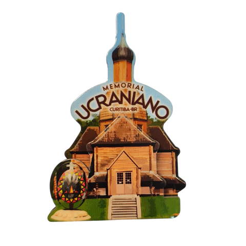 Ímã de Madeira Resinado Memorial Ucraniano - Curitiba/PR