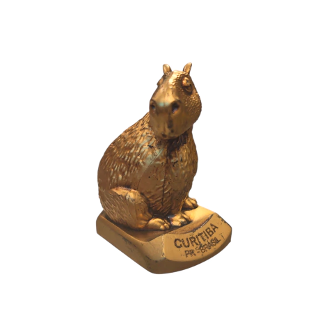 Estatueta em Resina Capivara Dourada - Curitiba/PR