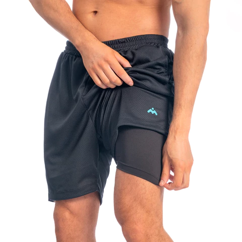 Shorts Dry Fit 2 em 1 Com Compressão Para Academia Corrida - comprar online