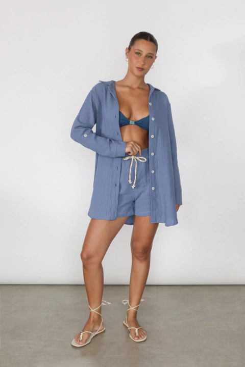 Chemise de Algodão Azul - comprar online