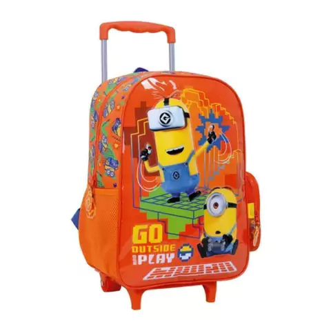 MOCHILA CARRO 16'' MINIONS NARANJA GO OUTSIDE AND PLAY - comprar online