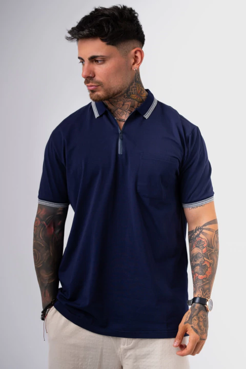 CHOMBA ZIPPER AZUL MARINO (09220105)