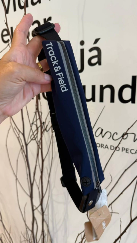 POCHETE CINTO AZUL ZIPER PRETO TRACK E FIELD