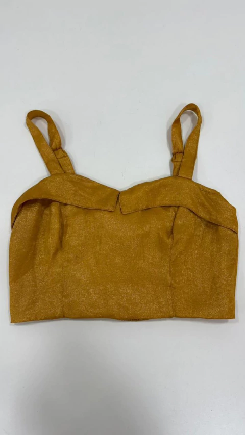 CROPPED AMARELO DOURADO ALCA LASTEX ROSA CHIC P