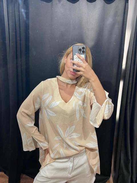 BL ML BEGE OFF WHITE FOLHA ZIPER STELLA MORGAN M