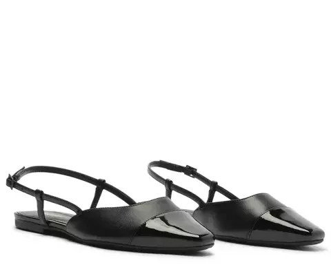 Sapatilha Slingback Ponta Preta Verniz Anzelli Preta Anacapri