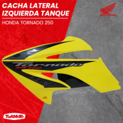 CACHA LATERAL IZQUIERDO TANQUE HONDA TORNADO AMARILLA - Tuamoto Mayorista