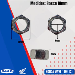 TUERCA ESPEJO 10MM HONDA WAVE 110 12 - Tuamoto Mayorista