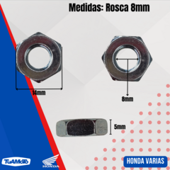 TUERCA 8 MM. HONDA VARIAS - Tuamoto Mayorista