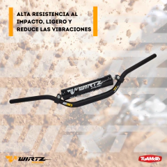 MANUBRIO W3D 28,6MM WIRTZ FATBAR ALTO NEGRO - Tuamoto Mayorista