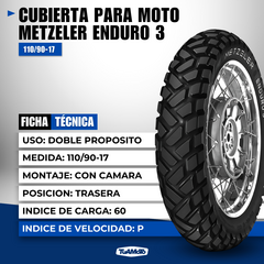 CUBIERTA 110/90-17 ENDURO 3 SAHARA METZELER - tienda online