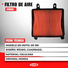 FILTRO DE AIRE HONDA XR 190L - tienda online
