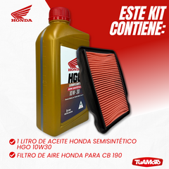 Imagen de KIT FILTRO AIRE ORIGINAL Y ACEITE HGO SEMI SINTETICO NEW ELITE 125
