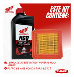 Imagen de KIT FILTRO AIRE ORIGINAL Y ACEITE MINERAL HGO 10W30 BIZ 125