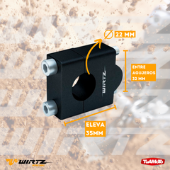 ELEVADOR MANUBRIO UNIVERSAL CON TAPA 22MM ELEVA 35 MM WIRTZ NEGRO