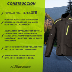 CAMPERA PARKA ALPINESTARS GRAVITI DRYSTAR NEGRA Y AMARILLO FLUOR - comprar online