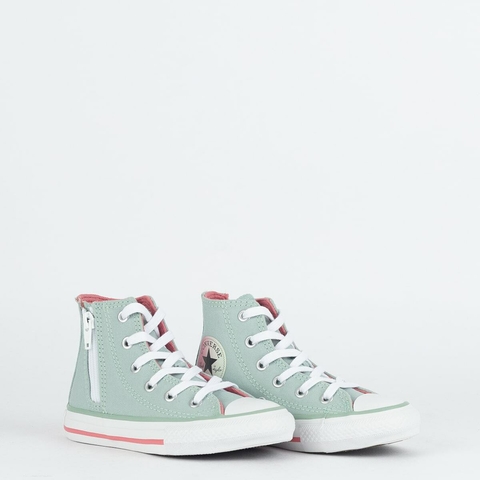 Tênis Converse Kids Chuck Taylor All Star Side Zip Hi Seasonal +1 Verde Menta