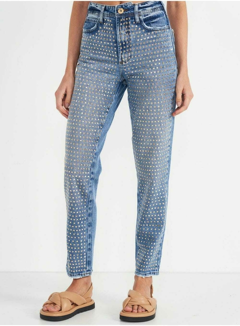 Calça Jeans Bruna com Aplicação