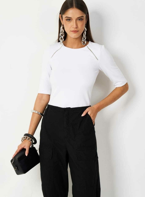 Blusa Colcci em Malha manga 3/4 - Branca