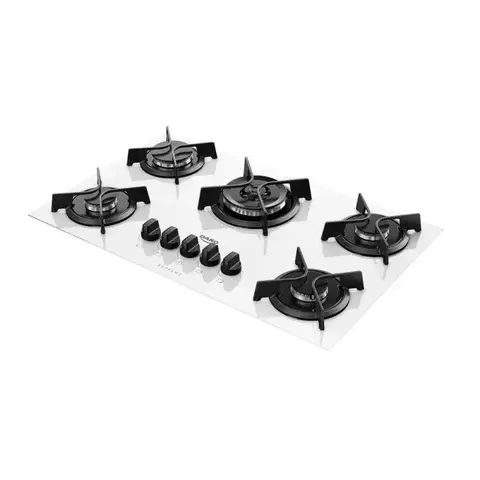 Cooktop 5 Bocas Branco com Mesa de Vidro e Tripla Chama Dako Supreme Bivolt - comprar online