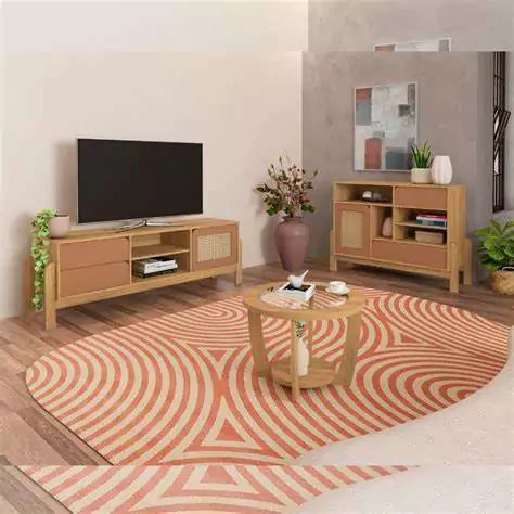 Buffet Aparador 1 Porta 2 Gavetas 4 Nichos Nature Artely Carvalho/terracota Carvalho/terracota