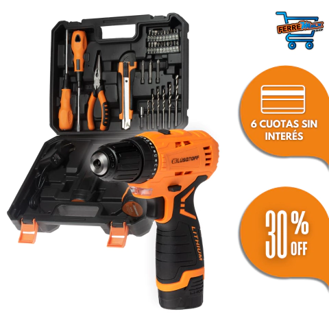 Taladro atornillador a Bateria 12v Lusqtoff TAL12-8A - comprar online