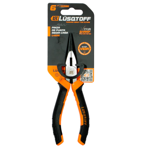 Pinza de Punta Media Caña 6" 150 mm Lusqtoff L4030