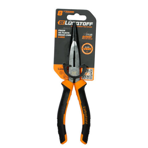 Pinza de Punta Media Caña 8" 200 mm Lusqtoff L4032