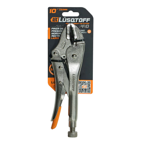 Pinza Presión Mordaza Recta Pro 10" 250 mm Lusqtoff L4302