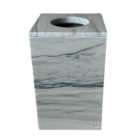 LIXEIRA LAVABO QUARTZITO PERLA GREY POLIDO 28x18cm