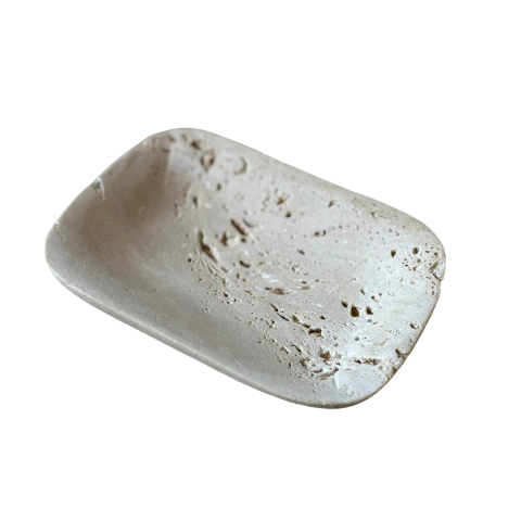 FRUTEIRA OVAL MÁRMORE TRAVERTINO ROMANO BRUTO 10,5x15,5cm