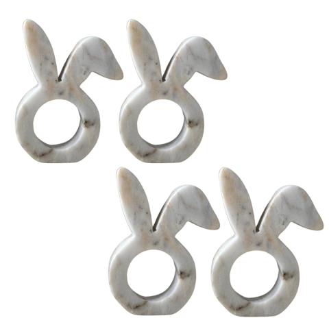 KIT 4 PORTA GUARDANAPOS ORELHA MÁRMORE CALACATTA MILANO POLIDO 10x5,7cm