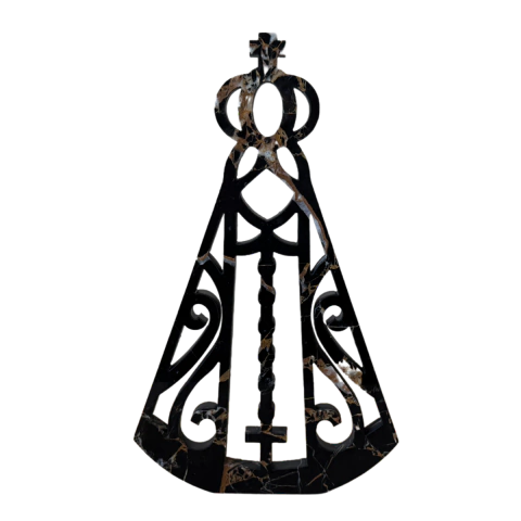 NOSSA SENHORA APARECIDA MÁRMORE NERO PORTORO POLIDO - G