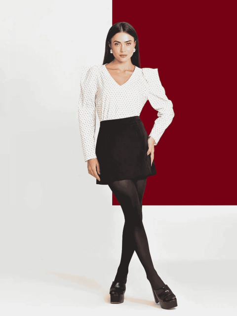 Camisa Prega Mangas poá cinza