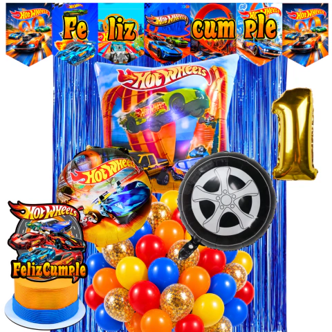 Kit Globos Hotwheels, Topper,banderin