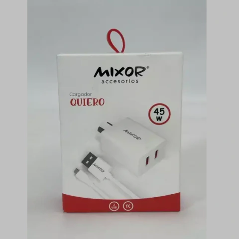 CARGADOR - QUIERO - 45W - 2 USB + CABLE TIPO C - MIXOR - comprar online