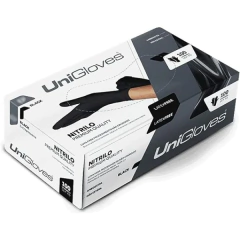 Luva Nitrilica Preta - UniGloves - 100 unidades