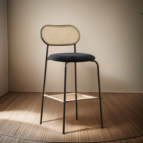 Banqueta Alta Taburete Pottery Pana Velvet Estructura Hierro