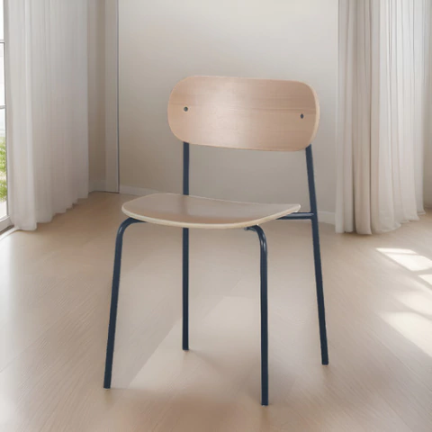 Silla De Comedor Baum Madera Multilaminada Estruct Hierro X4 Negro Marrón Claro