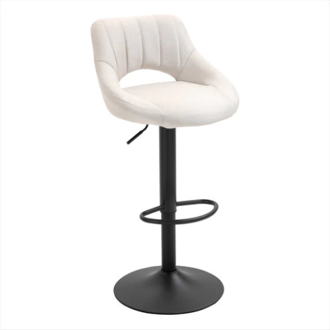 Banqueta Alta Regulable Warm Pistón Hidráulico Cuero Vegano