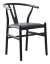 Silla Wishbone Comedor Madera Haya Laqueado Negro Ecocuero. - comprar online