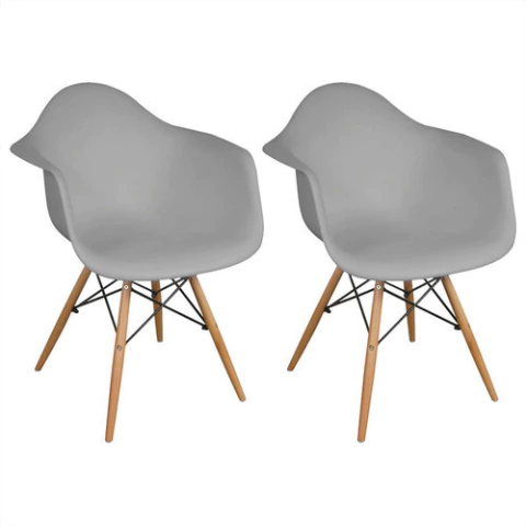 Sillones Eames Cocina Comedor Plastico Y Patas De Madera X 2