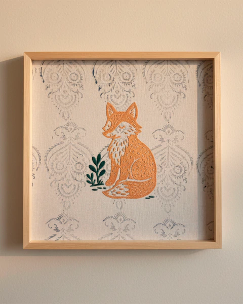 CUADRO BORDADO | ZORRO 50X50 cm - comprar online
