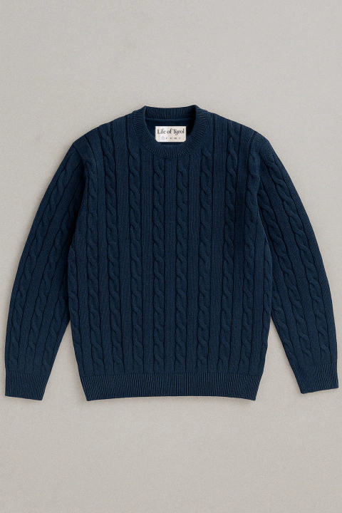 Sweater Trenzado Lana Azul - comprar online