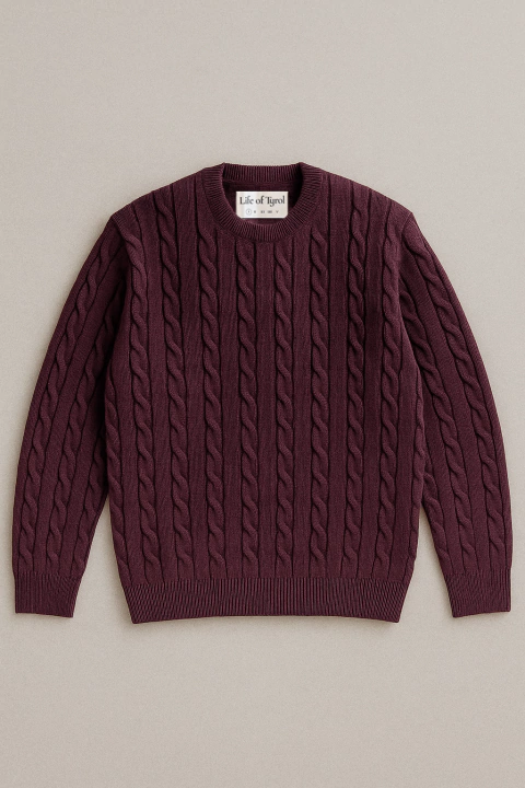 Sweater Trenzado Lana Bordo - comprar online
