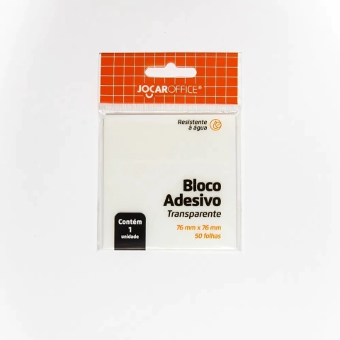 Bloco Adesivo Transparente 76mm x 76mm c/50f JOCAR OFFICE
